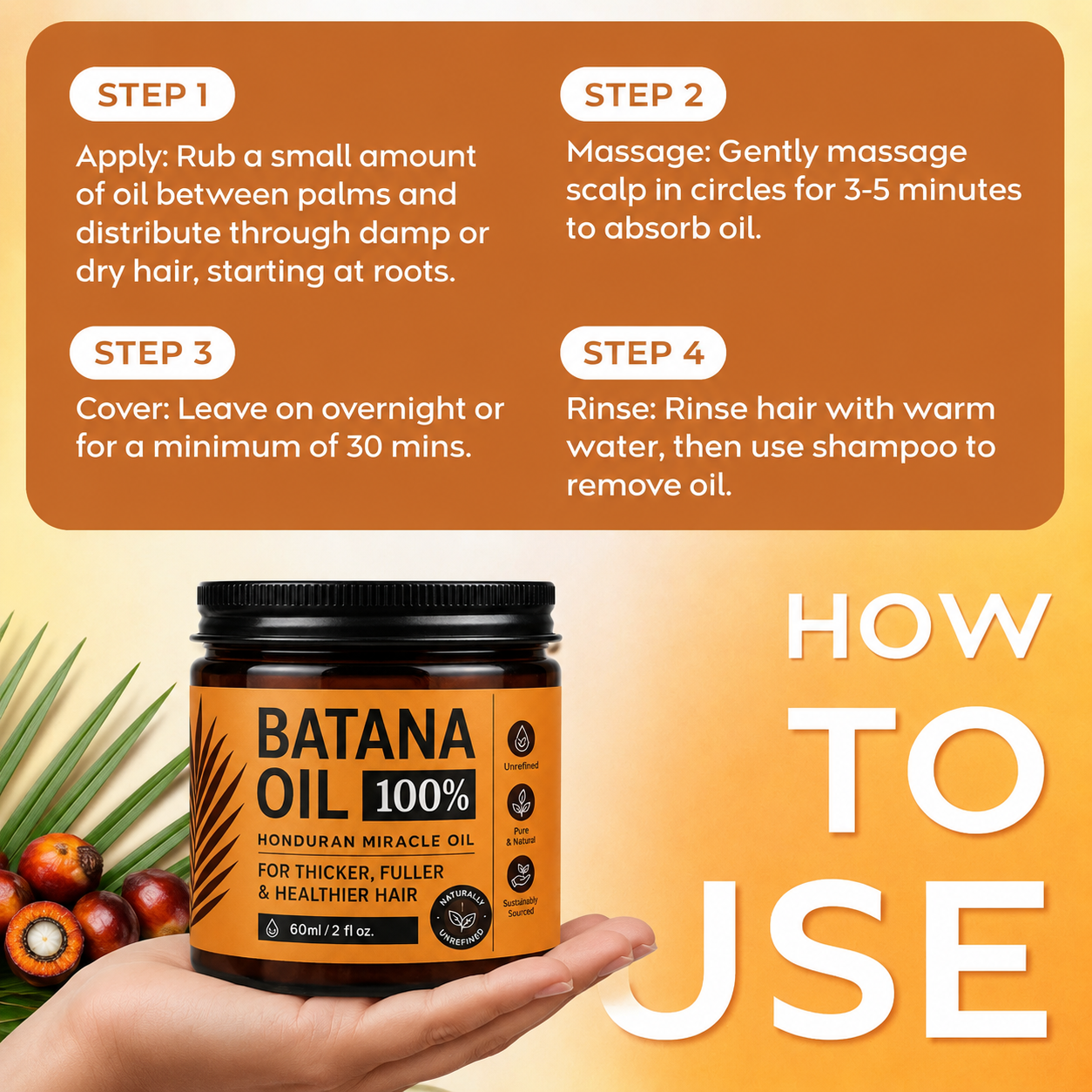 🔥BUY 1 GET 1 FREE🔥Batana Oil for Hair Growth,Raw Organic Batana Mask from Honduras🌱