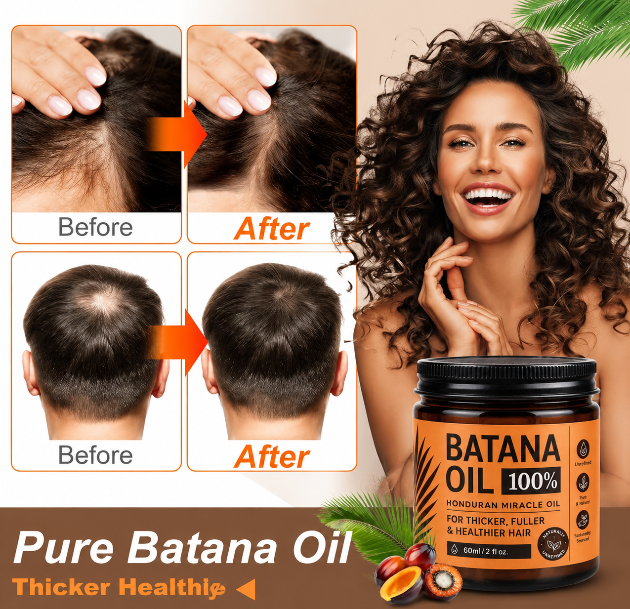 🔥BUY 1 GET 1 FREE🔥Batana Oil for Hair Growth,Raw Organic Batana Mask from Honduras🌱